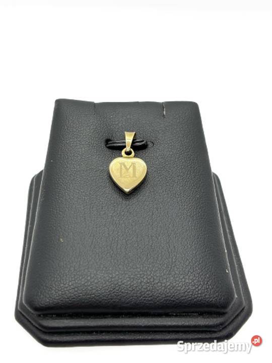 Złota zawieszka pr 585 099g Serce z literką M Elbląg