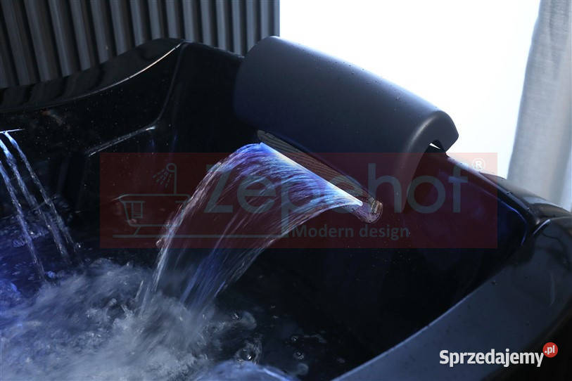 Czarna wanna z hydromasażem EBD034 prostokątna Grabówka