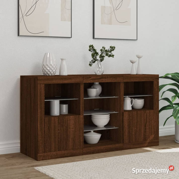 Szafka z oświetleniem LED brązowy dąb 123x37x67 Warszawa
