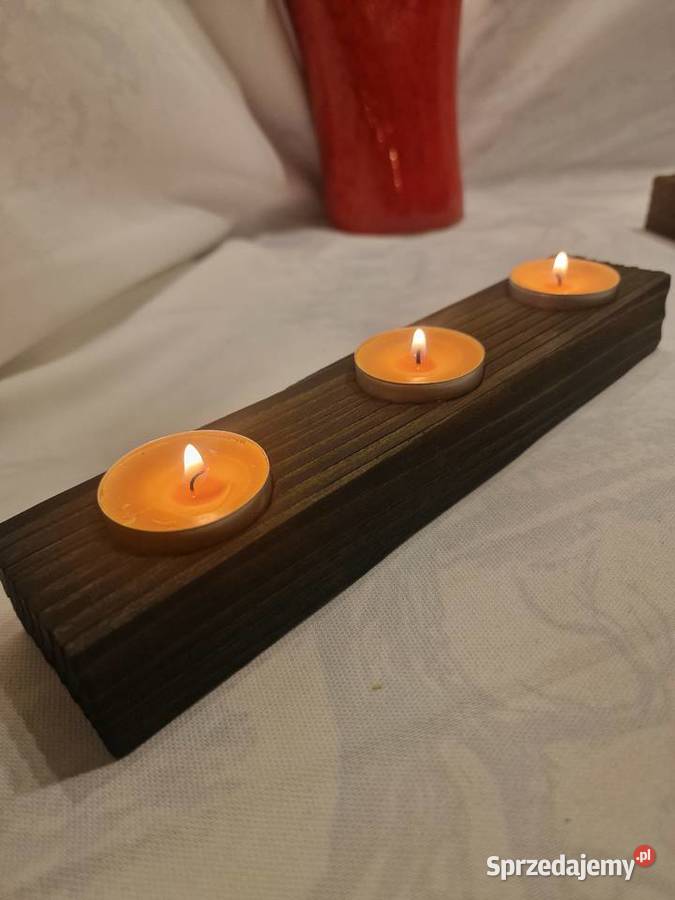 Świecznik świerkowy opalany Shou Sugi Ban leśna Sępopol
