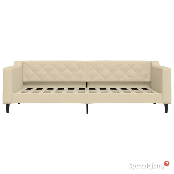 Sofa z materacem do spania kremowa tkanina Łóżka Warszawa