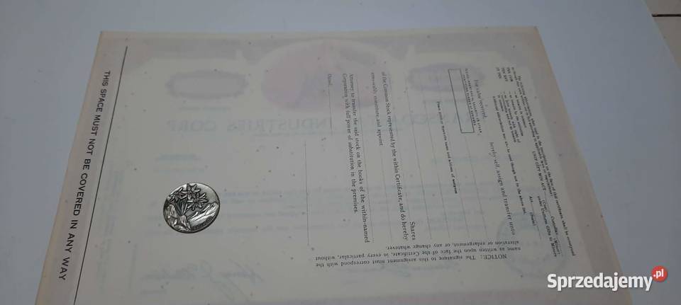 certyfikat akcji usa 2 Warszawa sprzedam