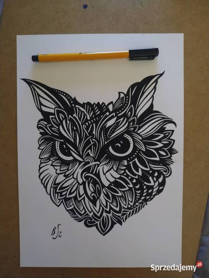 Rysunek sowa cienk blok t A4 250 gm2 Warszawa sprzedam