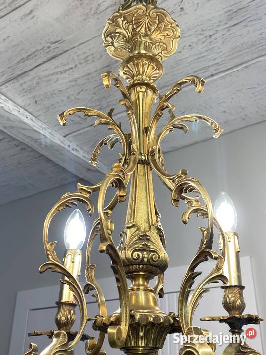 Francuski Żyrandol 40 Francja mosiądz 6ram Antyk wielkopolskie Poznań sprzedam