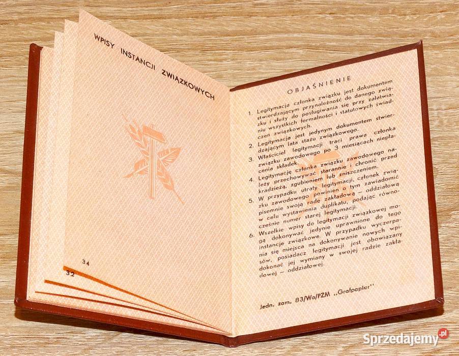 Legitymacja Członka Związku Zawodowego Chemików