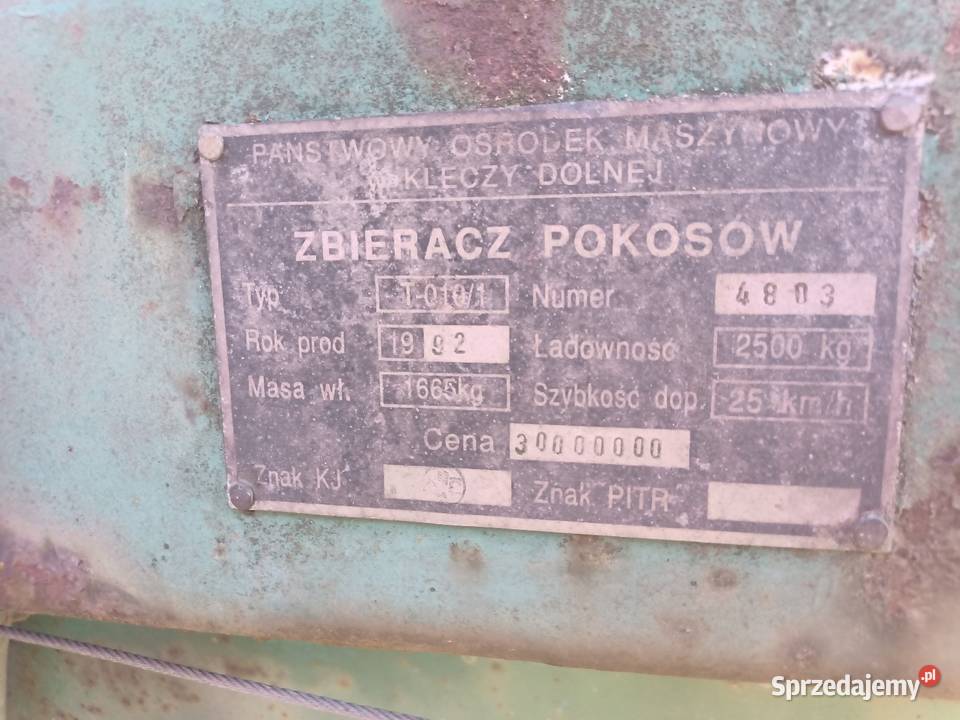 Przyczepa samozbierająca zbieracz pokosów T0101 nieuszkodzony Przyczepy rolnicze śląskie Łaziska Górne