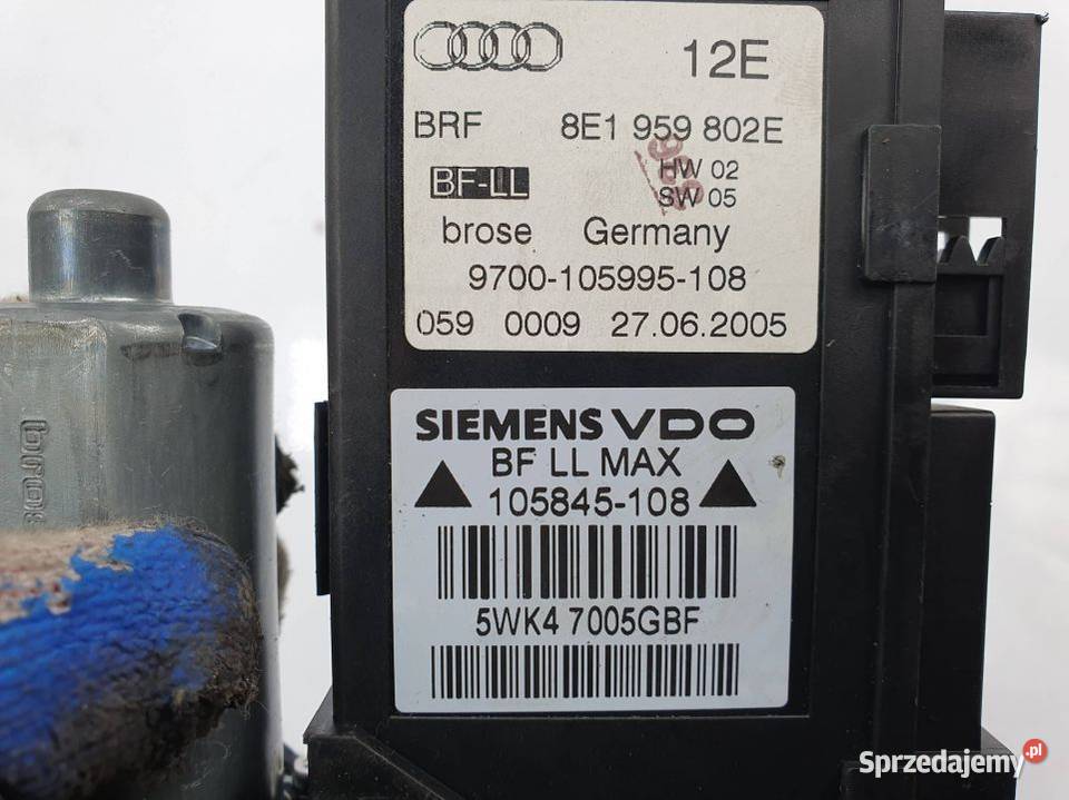 PODNOŚNIK SZYBY PP AUDI A4 B7 8E1959802E Lipno sprzedam