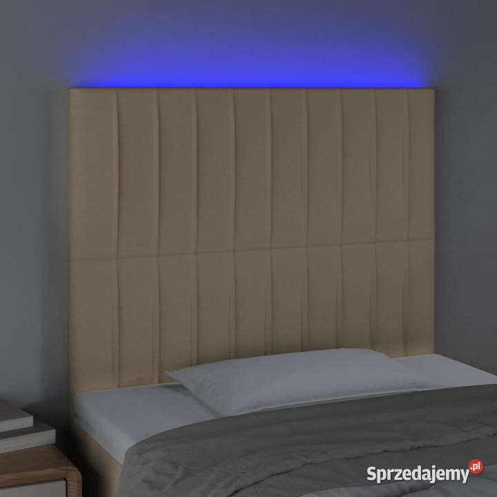 Zagłówek do łóżka z LED kremowy 80x5x118128