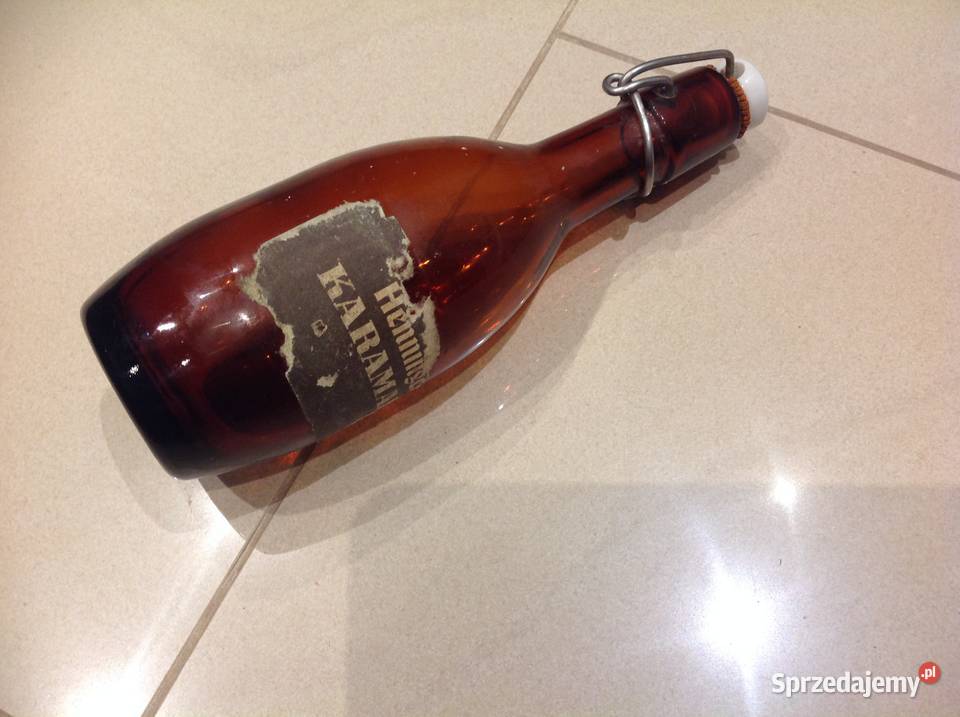 Stara Butelka Szklana z Porcelanką poj 033 L Nowa Sól