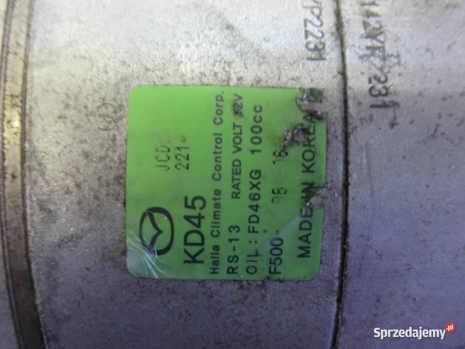 MAZDA3 SPRĘŻARKA KLIMATYZACJI KD45 osobowe Części samochodowe Krzeszowice