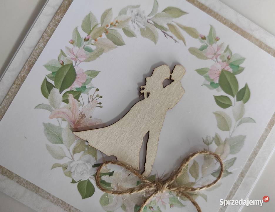 Kartka ręcznie robiona na ślub Para Mloda Łódź