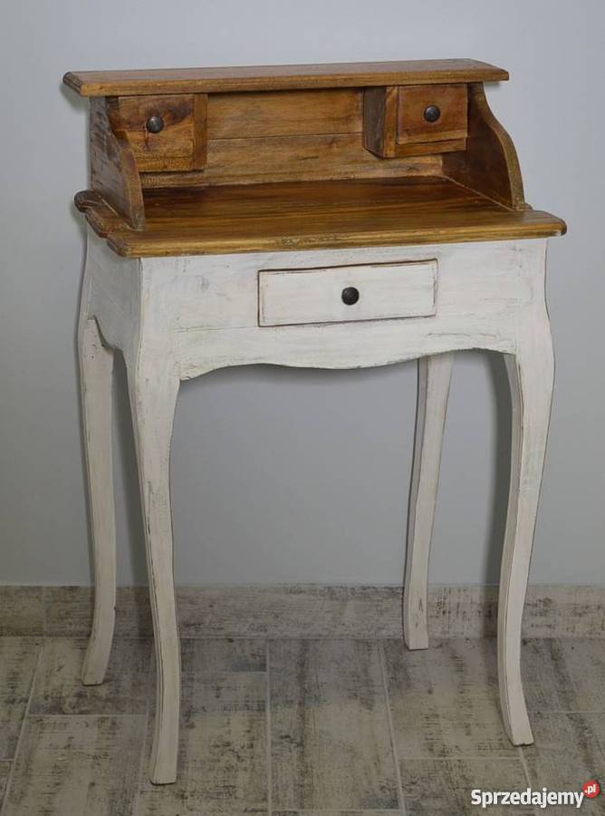 BIURKO DREWNIANE RUSTYKALNE SEKRETARZYK BIAŁY 92cm Stoły, krzesła, biurka Węgrów
