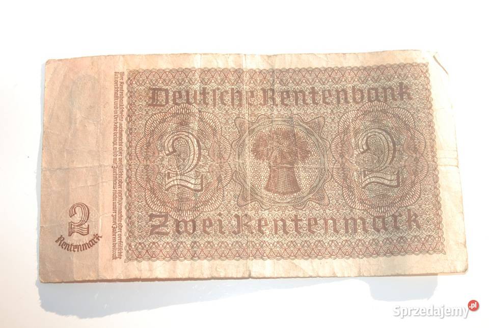 Stary banknot 2 marki 2 Rentenmark 1937 antyk śląskie Cieszyn