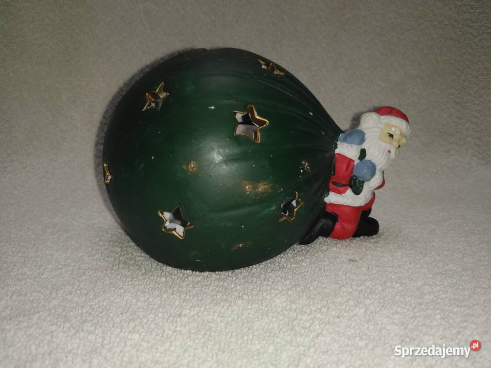 Ceramiczny lampion mikołaj z workiem prezentów pomorskie Nowa Karczma