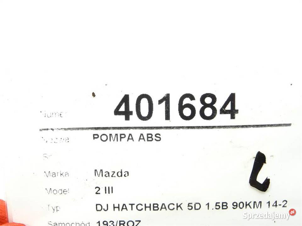 POMPA ABS MAZDA 2 DL DG7R437A0 15 90 osobowe