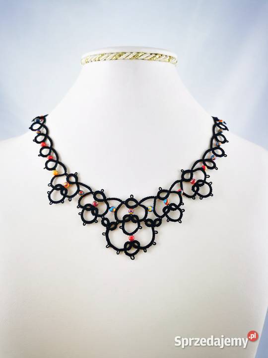 Biżuteria frywolitkowa Wiśniowa sprzedam