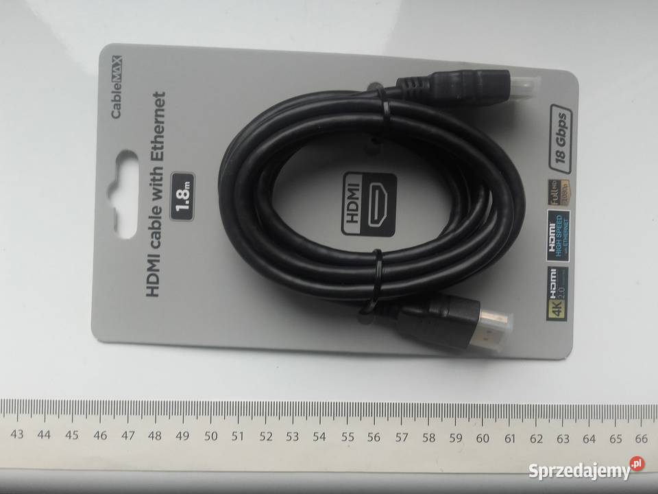 Kabel HDMI 180cm Ethernet 4K, 3D, FullHD, 18Gbps, czarny Now