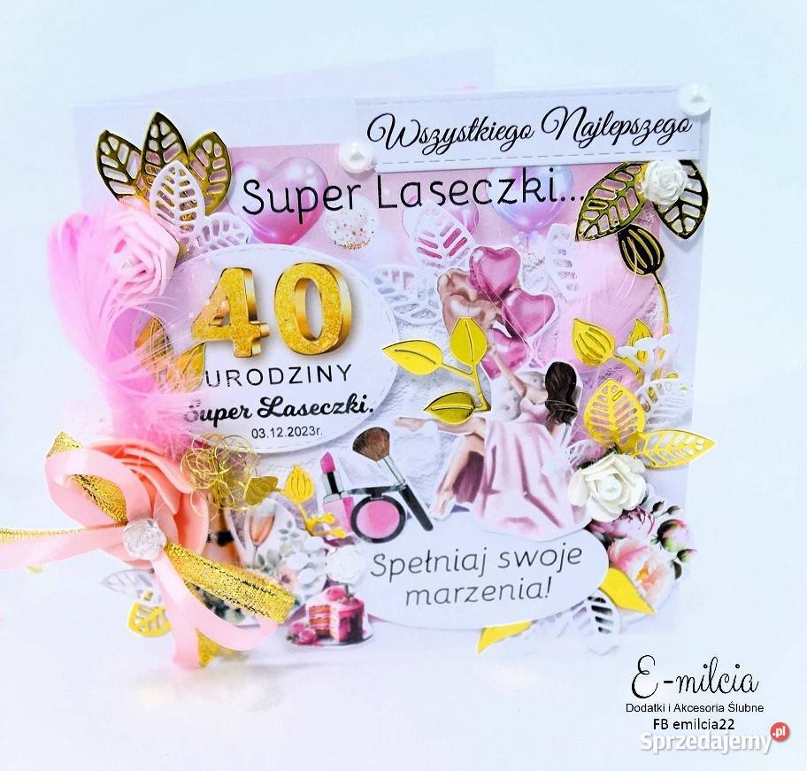 Kartka z życzeniami w pudełku z okazji 40 Zielona Góra sprzedam