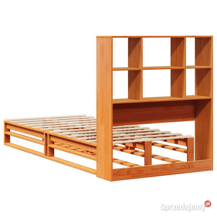 Łóżko z regałem bez materaca woskowy brąz drewno 110cm sprzedam