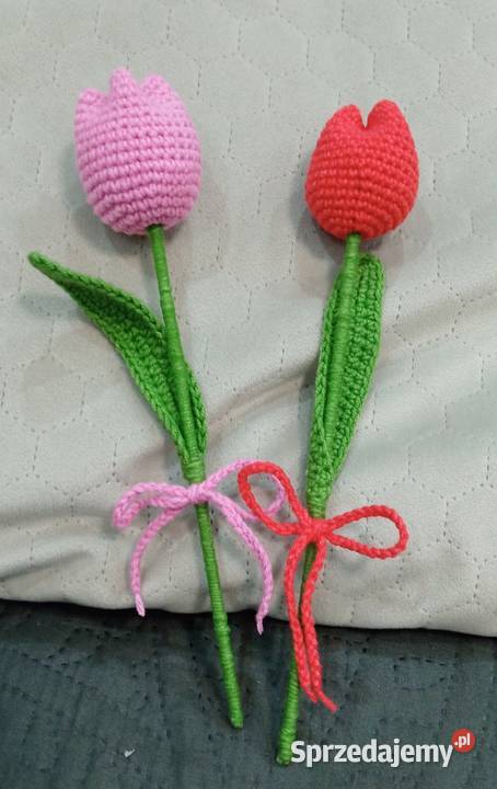 Tulipany wykonane na szydełku łódzkie Łask sprzedam
