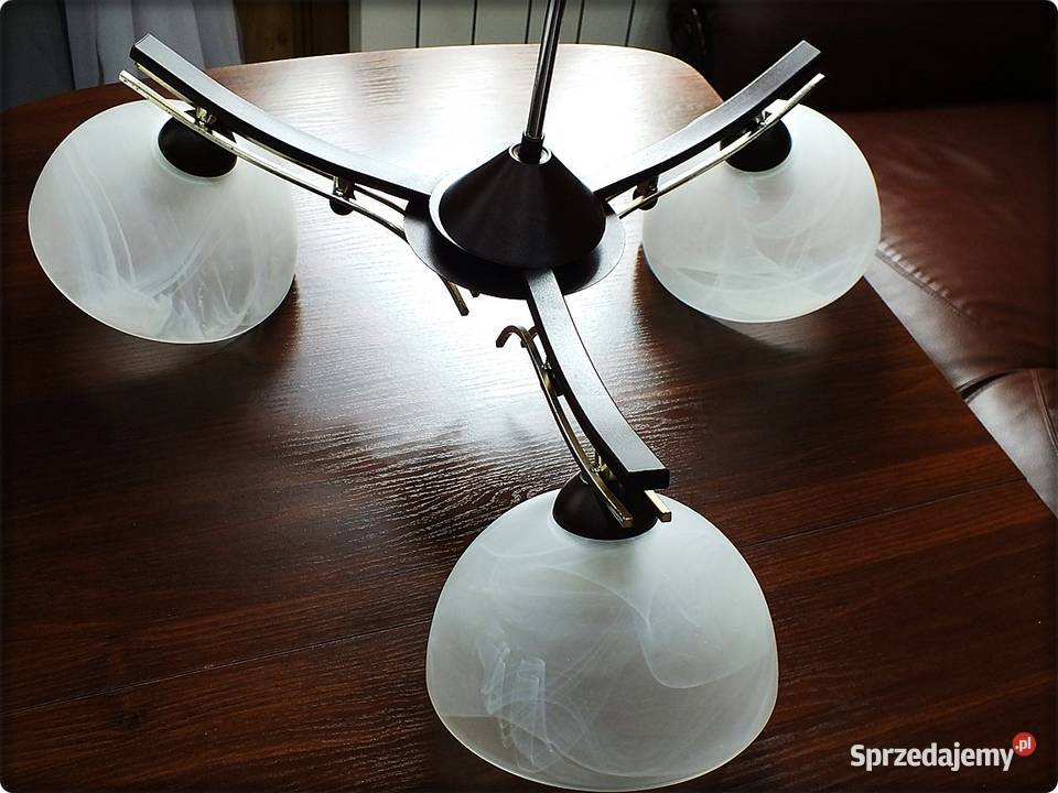 Lampa sufitowa 3ramienna ciemne drewno Salon Żary