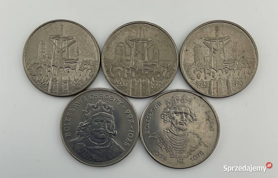 Zestaw 5 monet PRLmiedzionikiel Solidarność 3 Kraków sprzedam