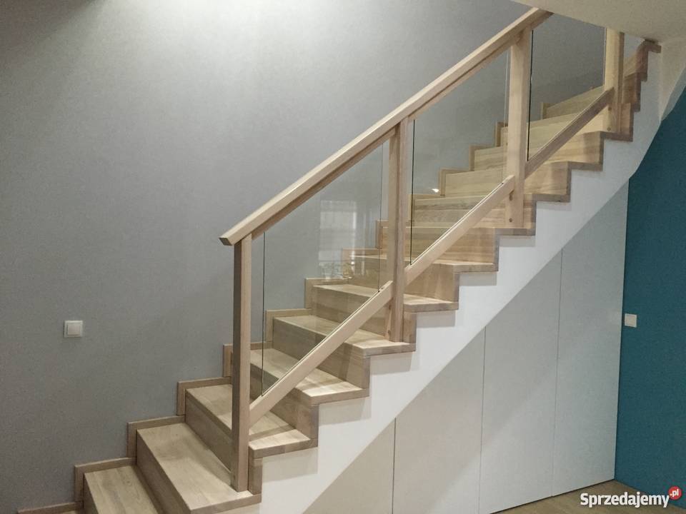 Balustrada drewniano szklana Jesion