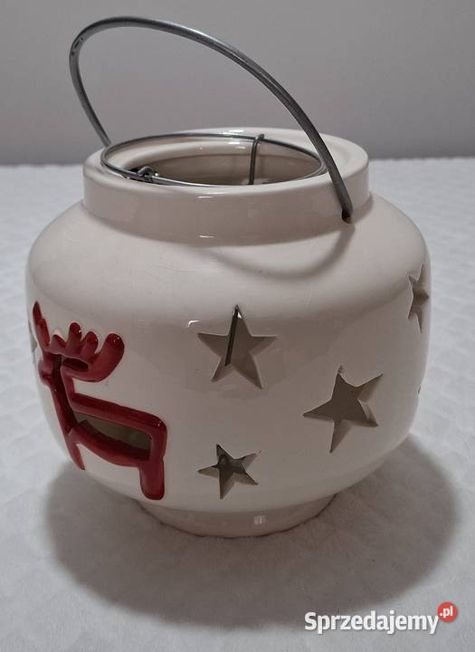 Lampion świecznik świąteczny czerwony renifer Lampiony i latarnie Czeladź