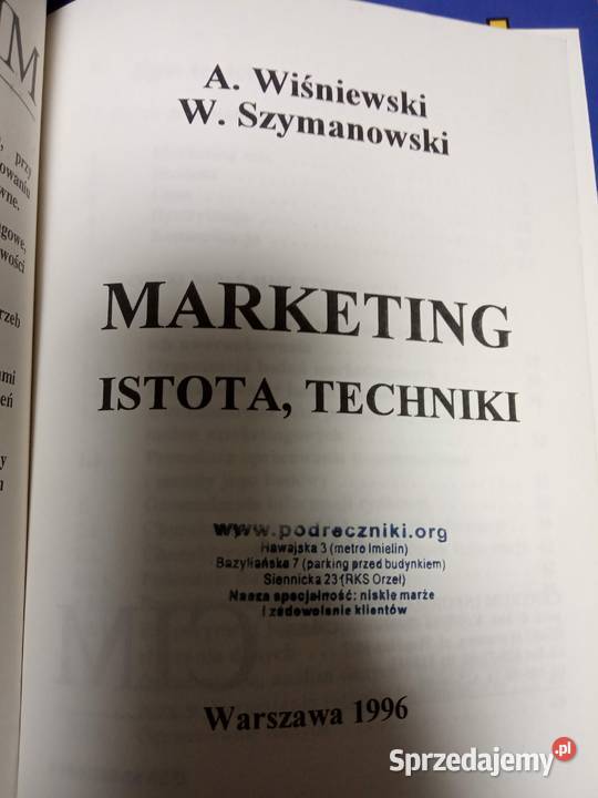 Marketing istota techniki antykwariat księgarnia mazowieckie Warszawa