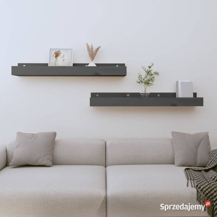 Półki ścienne 2 szare 80x12x9 drewno sosnowe mazowieckie