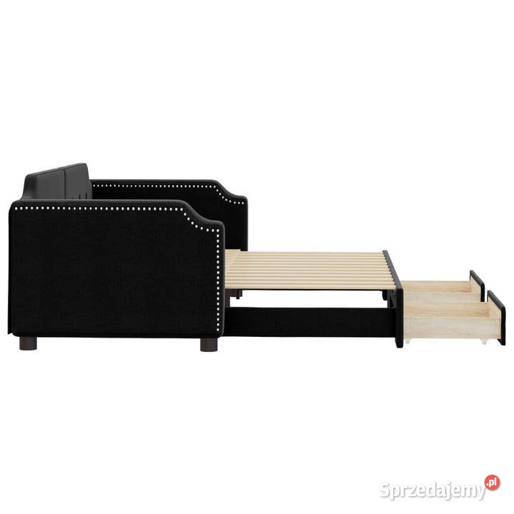 Sofa rozsuwana z szufladami czarna tkanina Meble Warszawa