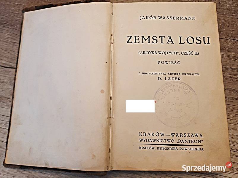 Zemsta losu Jakób Wassermann Antykwariat Ostrów Wielkopolski