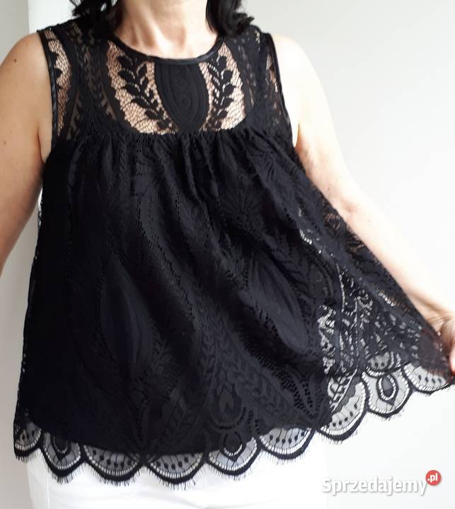 Bluzka czarna koronka Mohito XS 34 top Nowa Warszawa