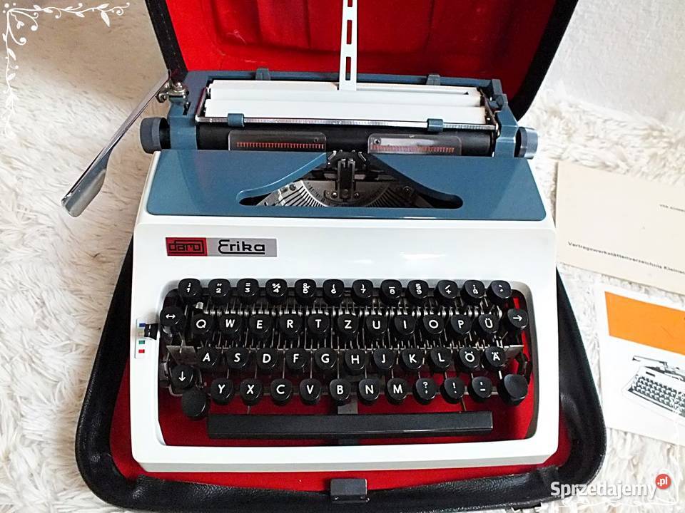 Stara maszyna do pisania Erika 1975 kufer instr Antyki Żary