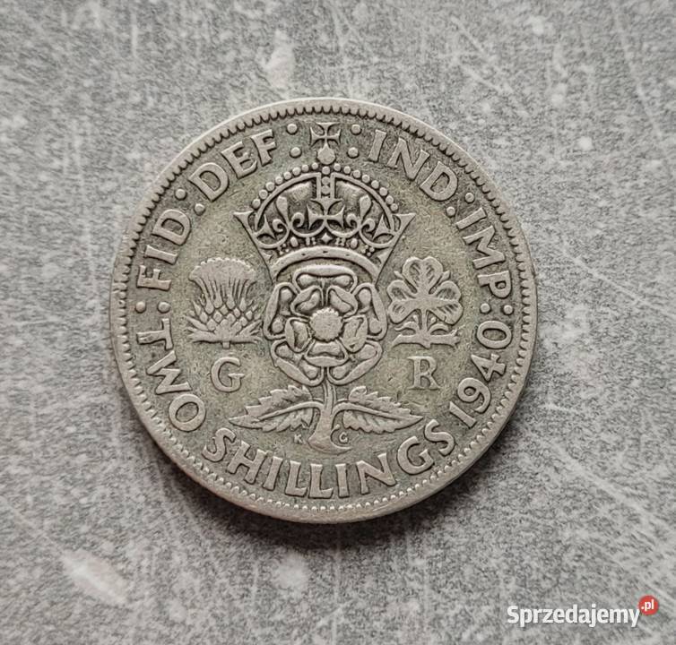 195 ANGLIA srebro 2 Szylingi 1940 r Jerzy VI Wola Kruszyńska sprzedam