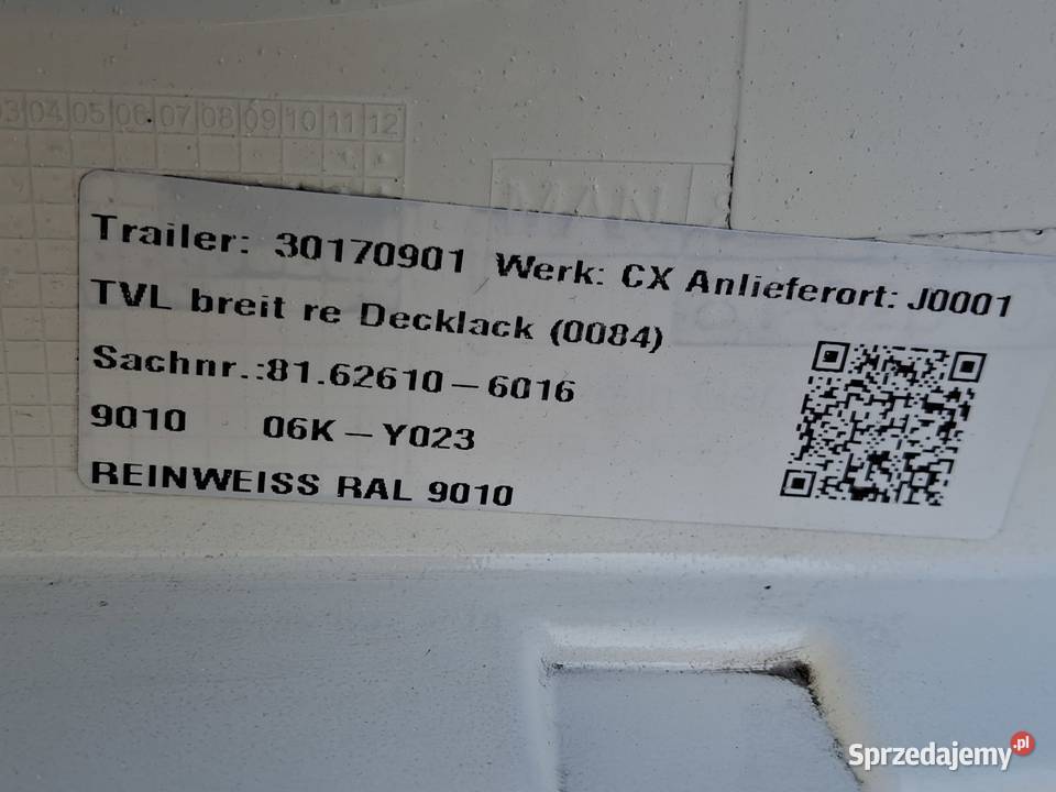 MAN TGX TG3 PRZEDŁUŻENIE DRZWI PRAWYCH PRAWE Bieleń