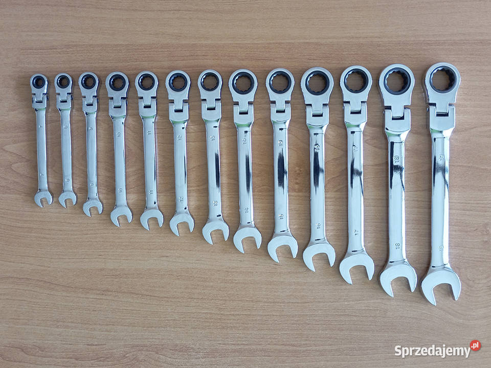 NOWY Zestaw kluczy płaskich oczkowych łamanych z