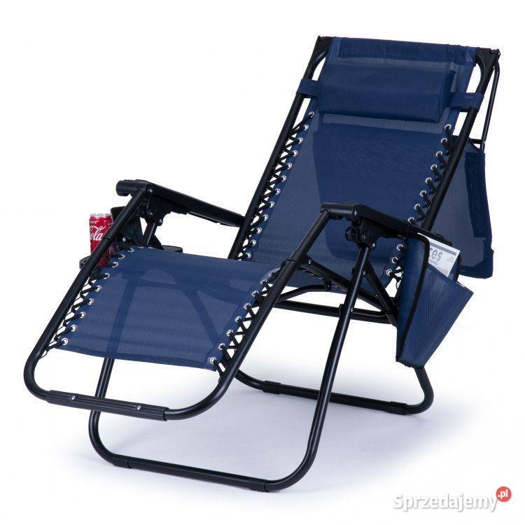  DARK BLUE leżak ogrodowy z daszkiem składany metal Bielsk Podlaski
