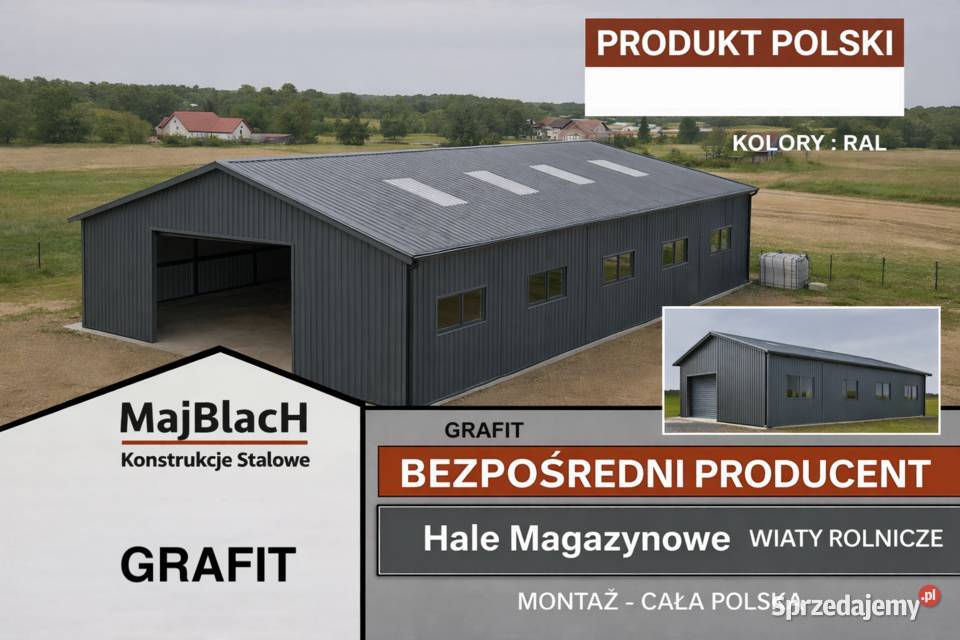 Duża Wiata Hala Garaż Blaszany RAL Montaż