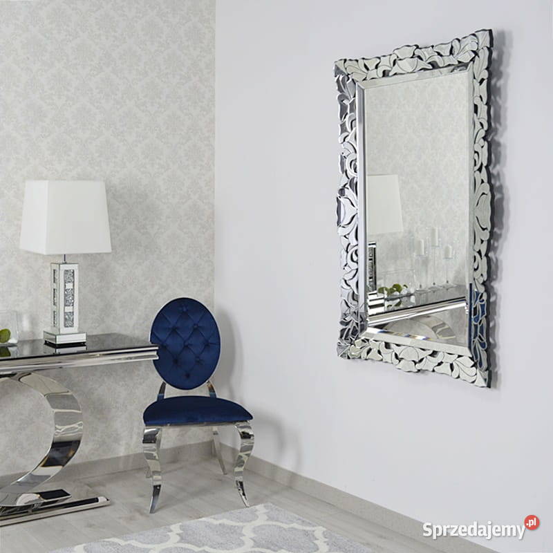 Srebrne lustro glamour prostokątne 80x130 M0519 sprzedam
