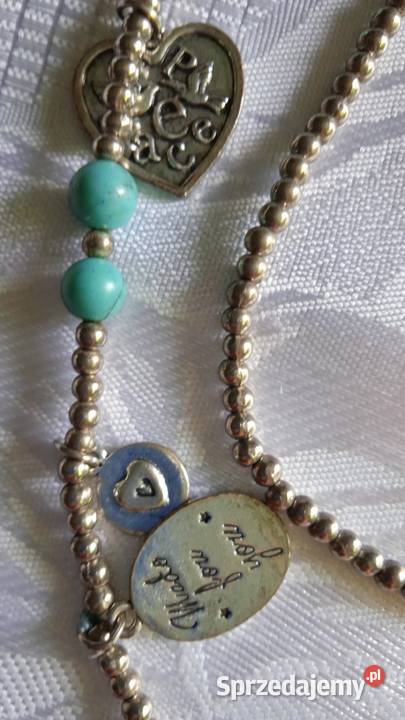 NASZYJNIK Z TURKUSÓW I SREBRZONYCH KORALIKÓW Z Piła