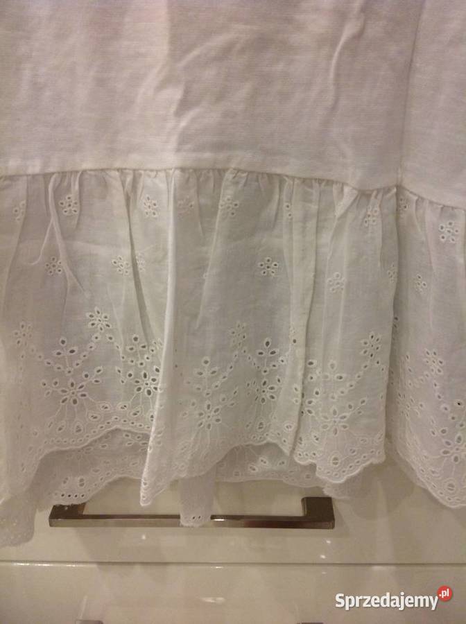 Bluzka Biała z Falbaną Damska z Haftem S j Nowa lubuskie Nowa Sól