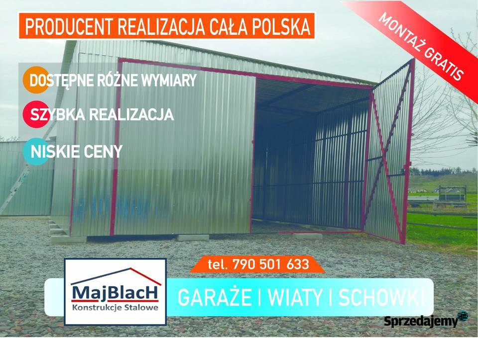 Wysoki Garaż Blaszany Ocynkowany Wiata Hala