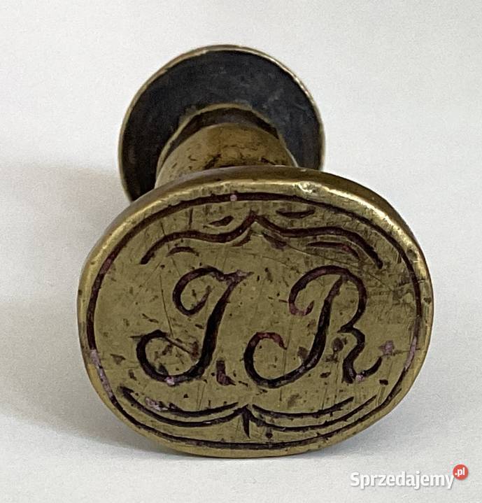Antyczna osiężna ieczęć do laku XIX w monogram J małopolskie Kraków