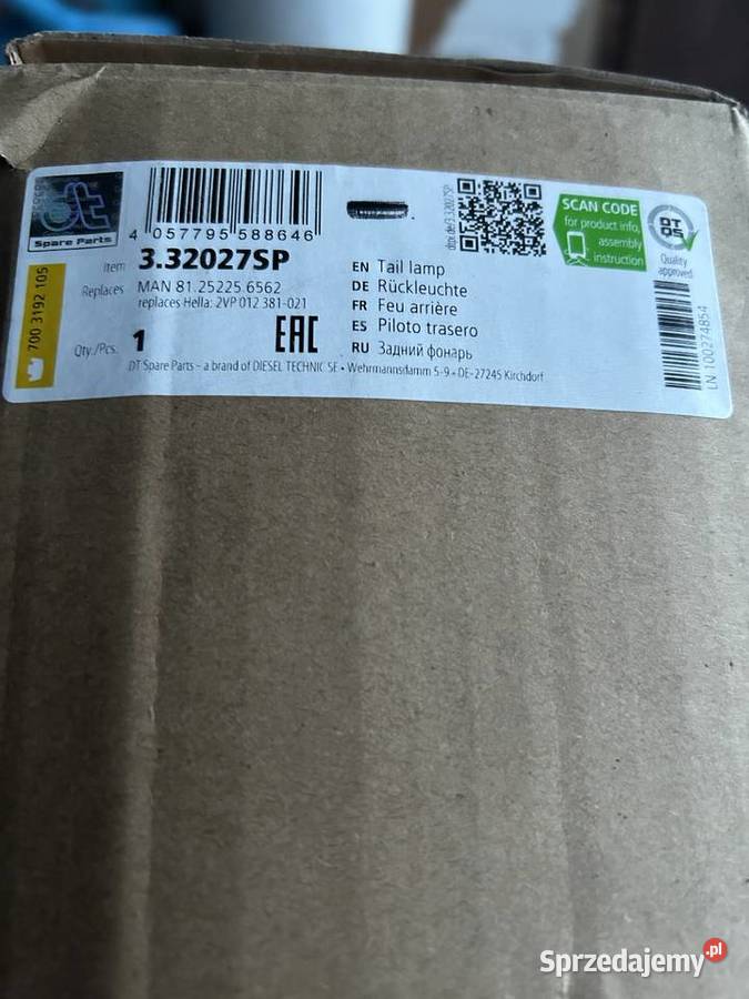 Sprzedam prawą lampę zespoloną do MAN Biłgoraj