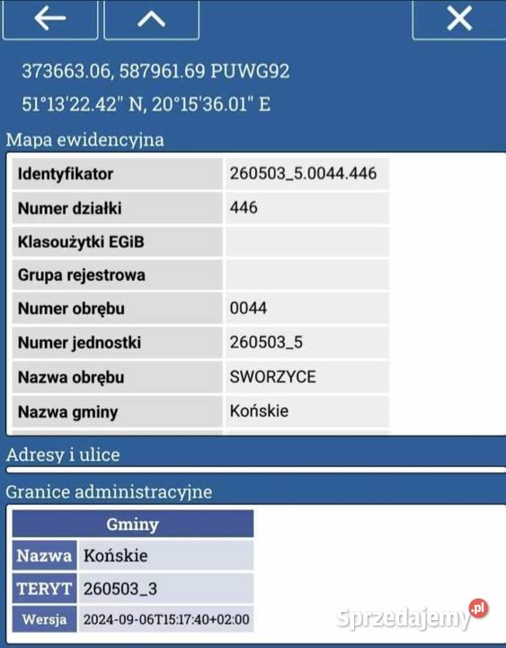 Działka rolnobudowlana Końskie dojazd asfaltowy