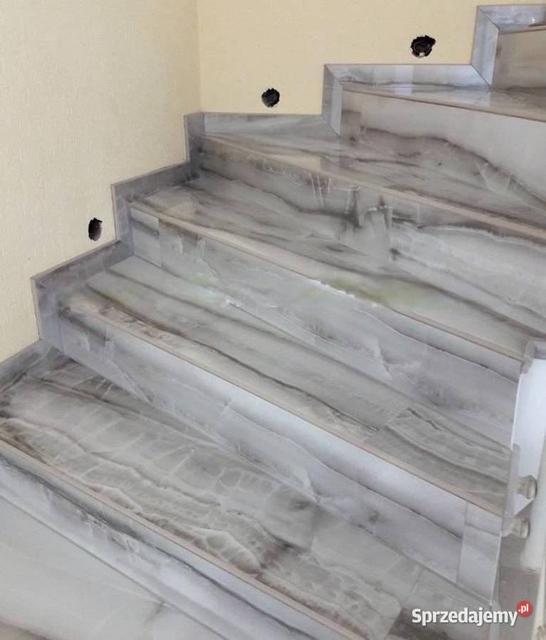 Schody z szarego kamienia 100x30 WYSOKI POŁYSK Łask