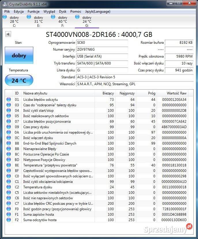 Dysk Seagate IronWolf 4TB NAS ST4000VN008 SATA Tomaszów Lubelski