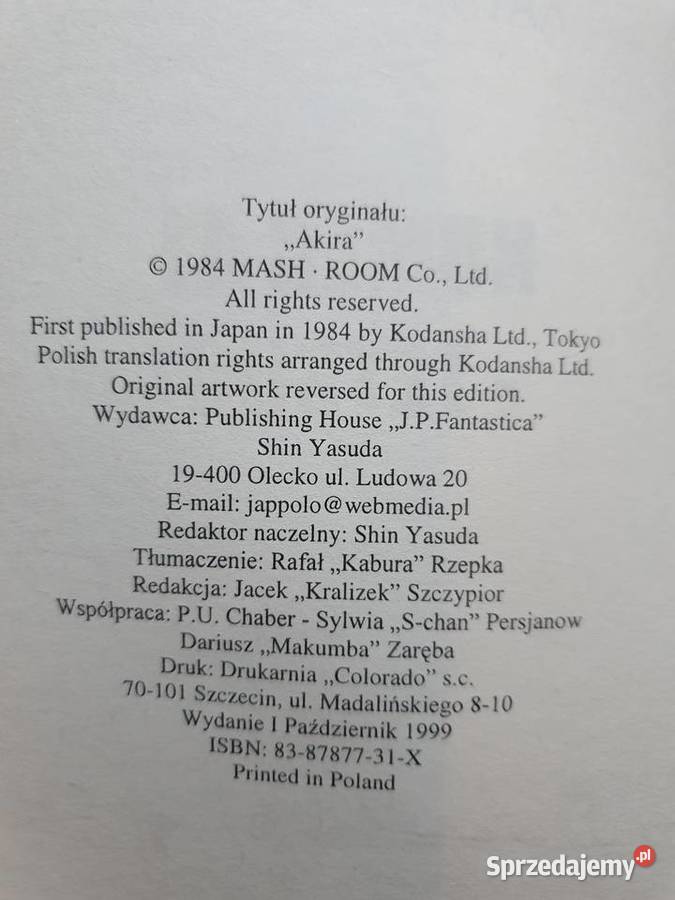 Akira tom 2 wydanie 1 1999 pomorskie Gdynia