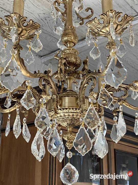 Duży Francuski Żyrandol 35 brąz kryształy 8ram Lampy Poznań sprzedam